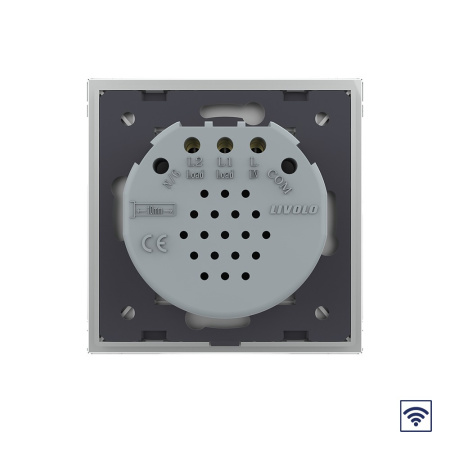 Сенсорный радиоуправляемый выключатель 2 клавиши 1 пост Серый Livolo