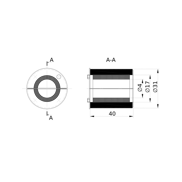 Проходка круглая, нержавеющая, D31х40 мм для кабелей D = 4-17 мм DKC
