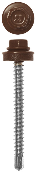 Саморезы СКД кровельные, RAL 8017 шоколадно-коричневый, 38 х 4.8 мм, 1 600 шт, для деревянной обрешетки, Профессионал ЗУБР