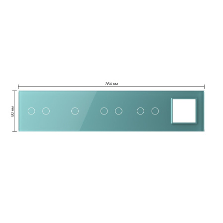 Панель для 4-х сенсорных выключателей и розетки, 7 клавиш (2+1+2+2), цвет зеленый, стекло Livolo