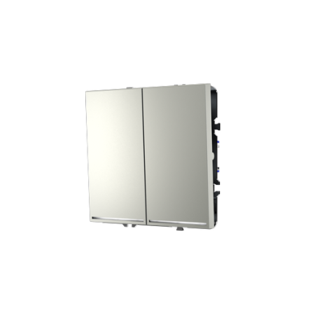 Выключатель встраиваемый Voltum S70 двухклавишный с подсветкой 10А, (сталь)