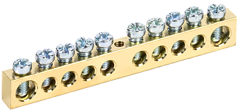 Шина PEN "земля-ноль" 8х12мм 10/1 (10групп/крепеж по центру) IEK