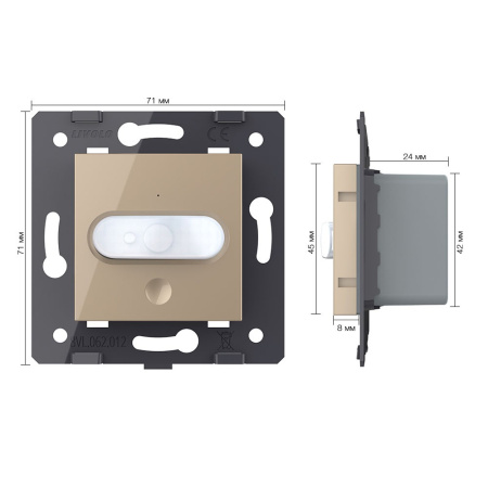 Датчик движения с сенсорным выключателем, цвет золотой (механизм) Livolo