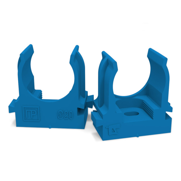 Крепеж-клипса для труб для прямого монтажа синяя d20 мм (100шт/900шт уп/кор) Промрукав