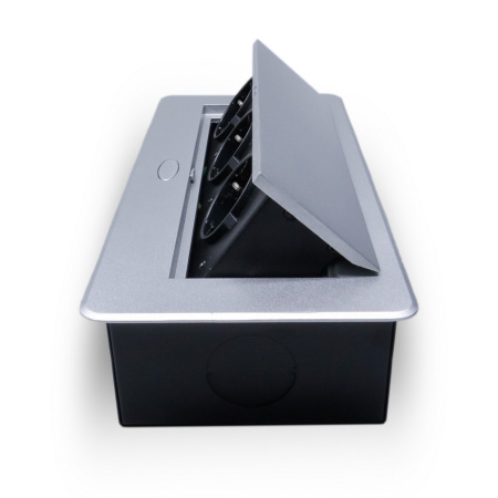 Розетка горизонтальная выдвижная 3 Euro 16A RocketSocket, проводка, цвет серый