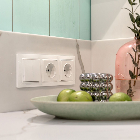 Встраиваемые механизмы Розетка СУ 1-м с заземл. 16А Белый IP20 Werkel