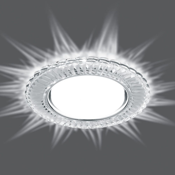 Св-к встр.с белой LED подсветкой Feron CD4044 потолочный GX53 без лампы, прозр., хром