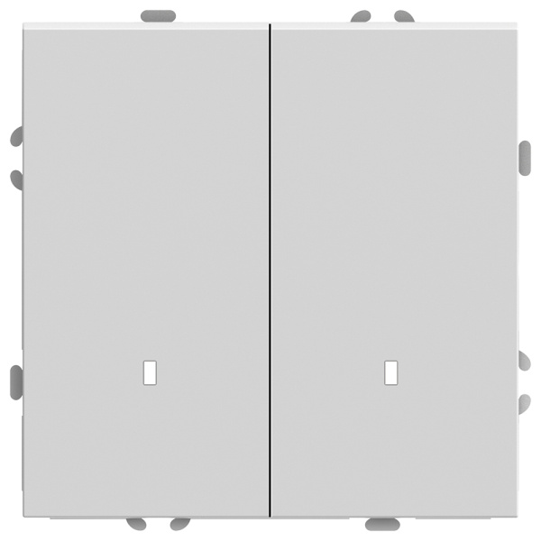 Выключатель 2-клавишный c индикатором (механизм), STEKKER, 250В, 10А, серия Эмили, RSW10-5102-01, белый фарфор, soft touch