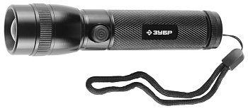 Фонарь "ЭКСПЕРТ" ручной, алюминиевый корпус, линза, 3Вт светодиод, регулируемое фокусное расстояние, 3ААА, черный ЗУБР