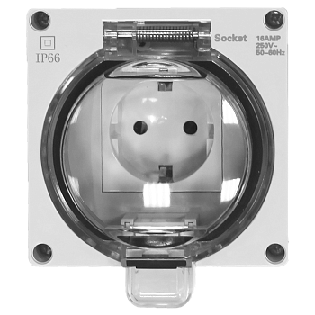 Donel Розетка 1-я с з/к. и шт., открытой установки, серый, IP66, серия (тип) DIP66