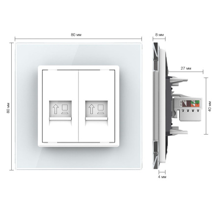 Розетка КОМП RJ-45 двойная Белая Livolo