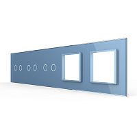 Панель для 3-х сенсорных выключателей и 2-х розеток, 6 клавиш (2+2+2), цвет синий, стекло Livolo