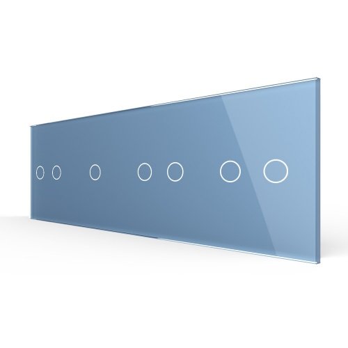 Панель для четырех сенсорных выключателей, 7 клавиш (2+1+2+2), цвет синий, стекло Livolo