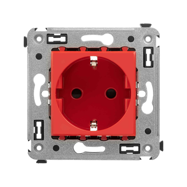 Розетка в стену, 2P+E, с з/ш, "Avanti", "Красный квадрат" DKC