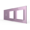 Панель для сенсорного выключателя и двух розеток, 1 клавиша, цвет розовый, стекло Livolo