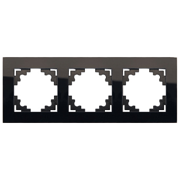Рамка 3-местная, стекло, STEKKER GFR00-7003-05, серия Катрин, черный