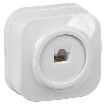 Розетка одноместная ОУ телефонная РТ20-ХБ GLORY белый IEK Розетка одноместная ОУ телефонная РТ20-ХБ GLORY белый IEK
