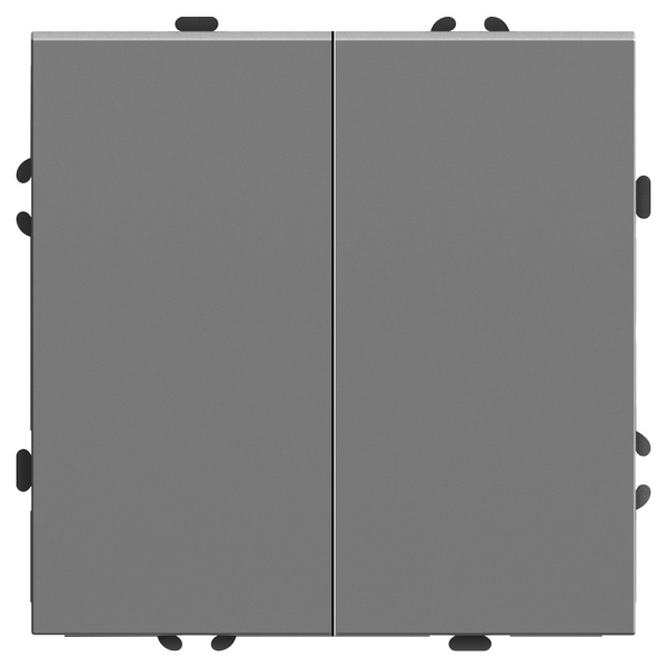 Выключатель 2-клавишный (механизм), STEKKER, 250В, 10А, серия Эмили, RSW10-5104-10, платиново-серый, soft touch