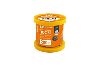 Припой ПОС 61, трубка с канифолью, ГОСТ 21931-76, Ø1 мм, 200 г, катушка, серия "Алмаз" TDM