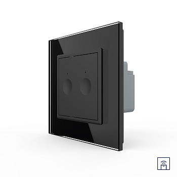 Двухклавишный сенсорный выключатель Module с функцией радиоуправления, цвет черный Livolo