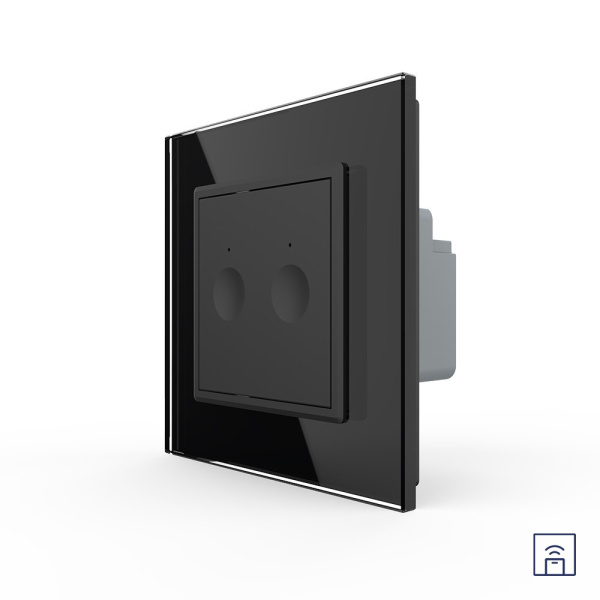Двухклавишный сенсорный выключатель Module с функцией радиоуправления, цвет черный Livolo