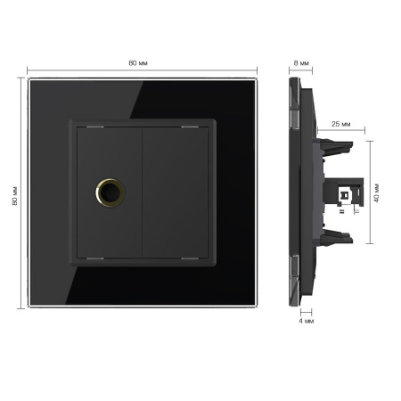 Розетка микрофон TRS 6.3 JACK Черная Livolo