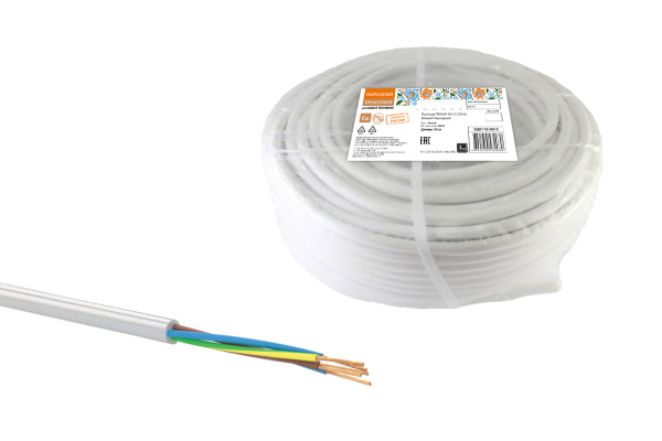 Провод ПВСмб 5х1,5 (50м), белый Народный