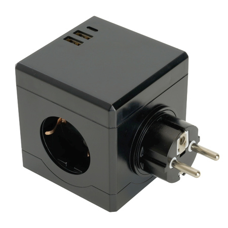 Разветвитель сетевой 3-местный с/з STEKKER ADP16-33-22, 250V, 16A, ABS пластик, белый