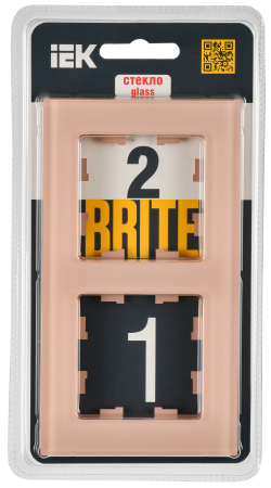 BRITE Рамка 2-мест. РУ-2-2-БрП стекло персиковый матовый IEK