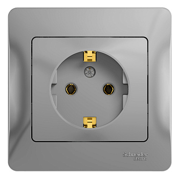 GLOSSA  Розетка СУ 1 мест. с з/з в сборе 16А алюминий IP20 Schneider Electric