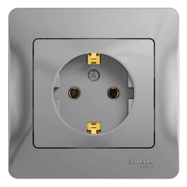 GLOSSA  Розетка СУ 1 мест. с з/з в сборе 16А алюминий IP20 Schneider Electric