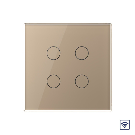 Сенсорный радиоуправляемый выключатель 4 клавиши 1 пост Золотой UK стандарт Livolo