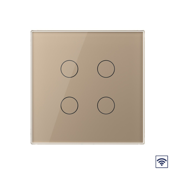Сенсорный радиоуправляемый выключатель 4 клавиши 1 пост Золотой UK стандарт Livolo
