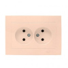 Валенсия Розетка 2-местная б/з 10А кремовая с защ, штор, EKF