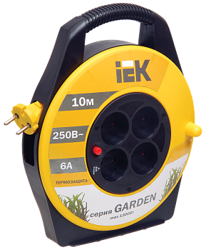 Катушка УК10 с термозащитой 4 места 2P/10м 2х0,75мм2 GARDEN IEK