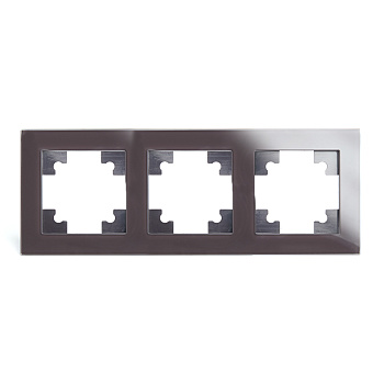 Рамка 3-местная, стекло, STEKKER, GFR00-7003-04,серия Катрин, шоколад