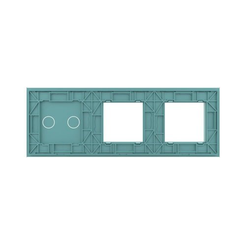 Панель для двух розеток и сенсорного выключателя, 2 клавиши, цвет зеленый, стекло Livolo фото 4