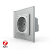 Розетка электрическая ZigBee (Wi-Fi) с заземлением защитными шторками 16A 1 пост Серая Livolo