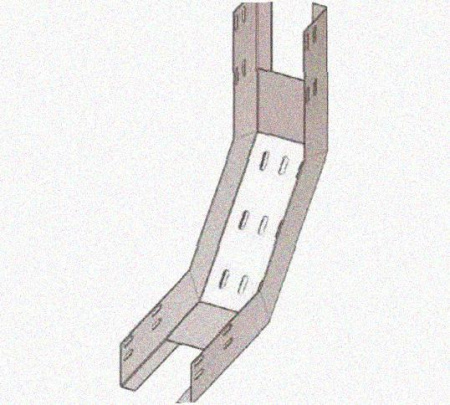Лоток перфорированный КП 200х65-90 УХЛ1 для поворота трассы вверх на 90, оцинкованный лист S1,0