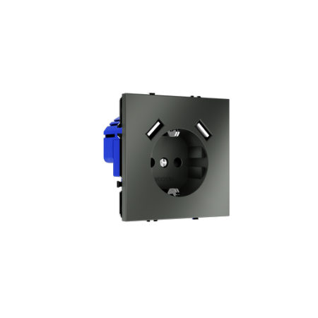 Розетка встраиваемая Voltum S70 с заземлением и защитными шторками, 16А, с USB, A+A, (титан)