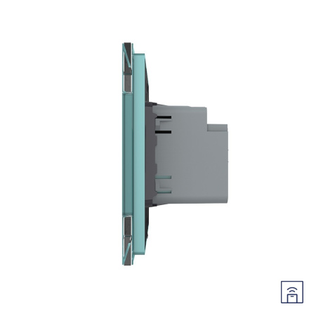 Одноклавишный сенсорный выключатель Module с функцией радиоуправления, цвет зеленый Livolo