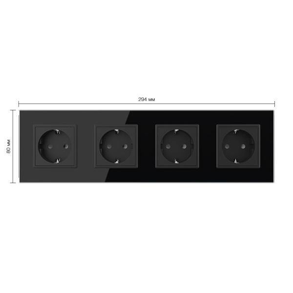 Розетка 4 модуля Черная Livolo Розетка 4 модуля Черная Livolo