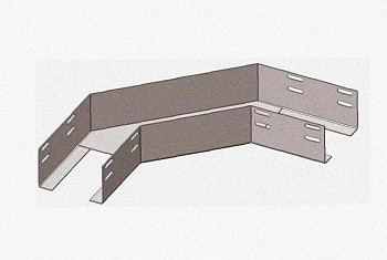 Лоток угловой глухой КГГ 400х65-90 УХЛ1 поворот на 90, горячее цинкование S1,5