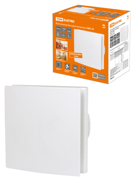 Вентилятор бытовой настенный, 100 С-Н, декоративная накладка, белый, TDM Вентилятор бытовой настенный, 100 С-Н, декоративная накладка, белый, TDM