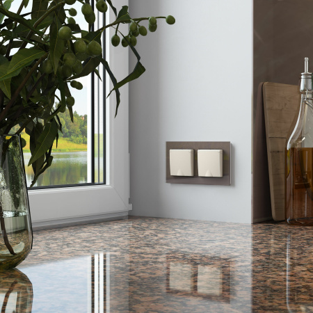 Розетка с заземлением и шторками c крышкой (айвори матовый) СУ IP44 Werkel