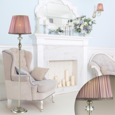 Торшер E14 40W 220V GAELLORI мат.золото/абажур ткань/хрусталь ODEON LIGHT