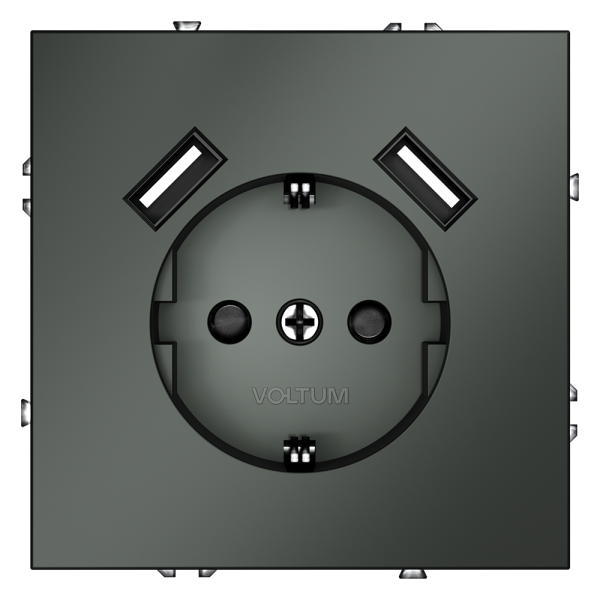 Розетка встраиваемая Voltum S70 с заземлением и защитными шторками, 16А, с USB, A+A, (титан) Розетка встраиваемая Voltum S70 с заземлением и защитными шторками, 16А, с USB, A+A, (титан)