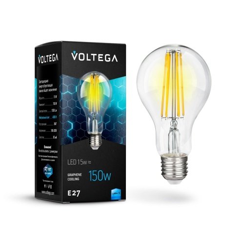 Лампа св/д E27 15Вт 4000K Прозрачный General purpose bulb 7103 Voltega фото 3
