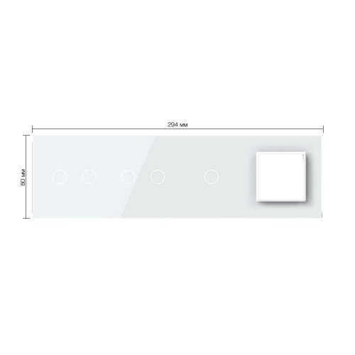 Панель для 3-х сенсорных выключателей и розетки, 5 клавиш (2+2+1), цвет белый, стекло Livolo фото 2