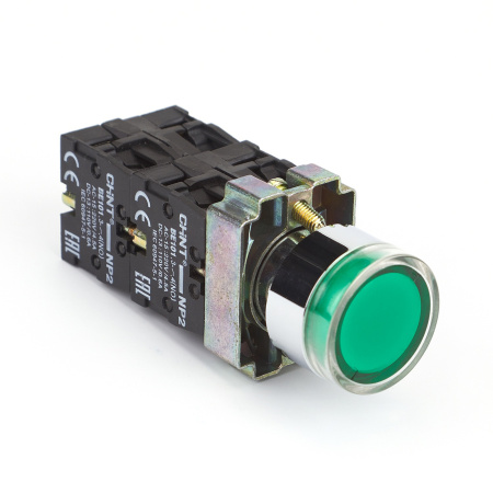 Кнопка управления NP2-BW3361 плоская, зеленая, 1НО, AC/DC230В(LED), IP40 (R) CHINT